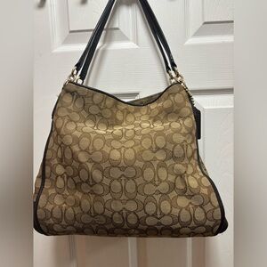 Coach G1557-F36424 Phoebe Shoulder Bag in Signature Canvas & Brown Leather GUC
